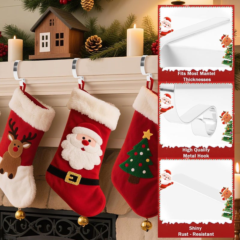 TAROSE Christmas Stocking Holder, Set of 6, Mantle Clip Fireplace Hooks Hanger, Stocking Scrolls for Party Christmas Decoration Supplies (Silver) - Image 3