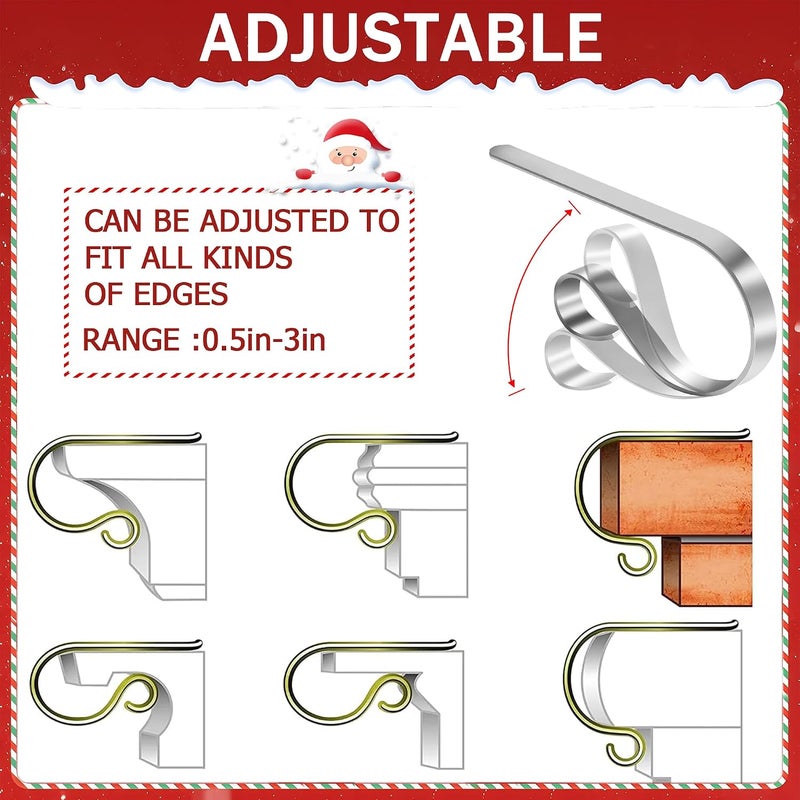 TAROSE Christmas Stocking Holder, Set of 6, Mantle Clip Fireplace Hooks Hanger, Stocking Scrolls for Party Christmas Decoration Supplies (Silver) - Image 2