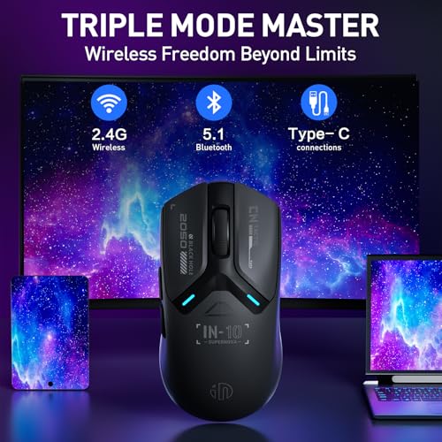 INPHIC IN10P Superlight Wireless Gaming Mouse 60g 8K Polling Rate 26000 DPI TriMode PAW3395 Sensor Fully Programmable - Image 3