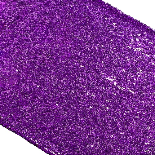 ShiDianYi 12''x72'' Sequin Table Runner - Sparkly Metallic Sequin Runner for Wedding, Bridal Shower, Dinner Party, Ready to Ship! (1, Purple) - Image 1
