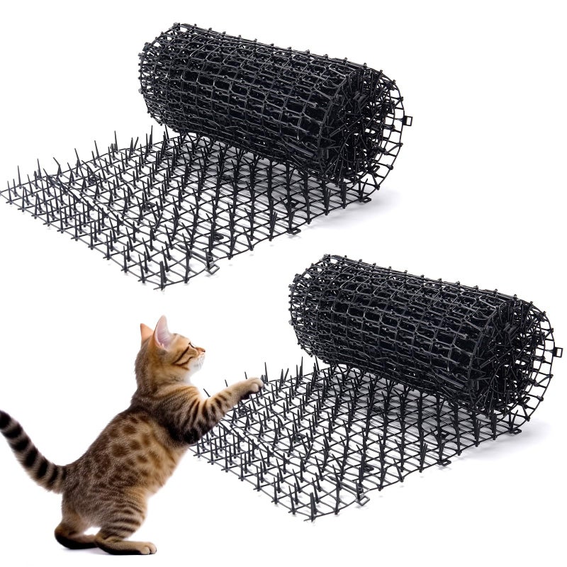 OCEANPAX 2PCS 6.5ft Scat Mat for Cats, Prickle Strips Network Digging Stopper Outdoor Spike Deterrent Mat, 78 inch x 11 inch(13FT) - Image 1