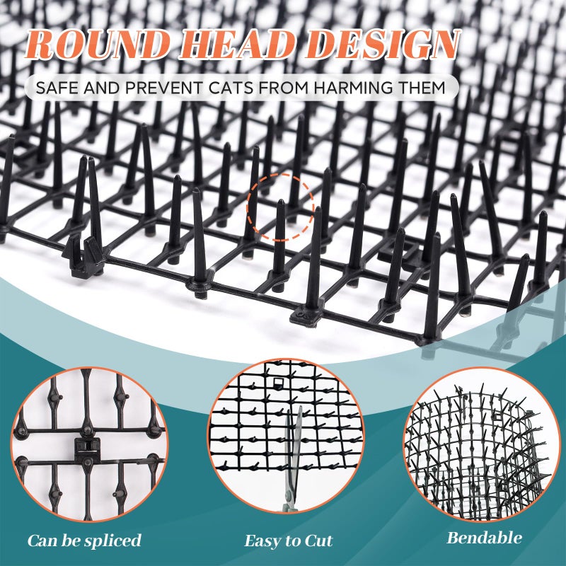 OCEANPAX 2PCS 6.5ft Scat Mat for Cats, Prickle Strips Network Digging Stopper Outdoor Spike Deterrent Mat, 78 inch x 11 inch(13FT) - Image 3