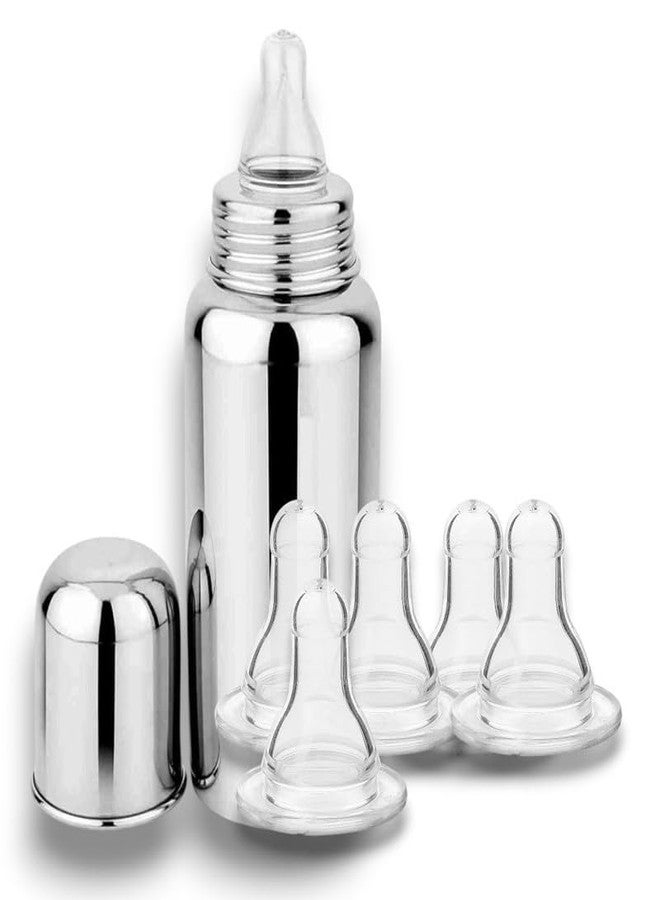 RB POINT Best Stainless Bottles for Newborns Stainless Steel Baby Feeding Bottle, Milk Feeding, Water Feeding(1 Botle, 5 niple) - Image 1