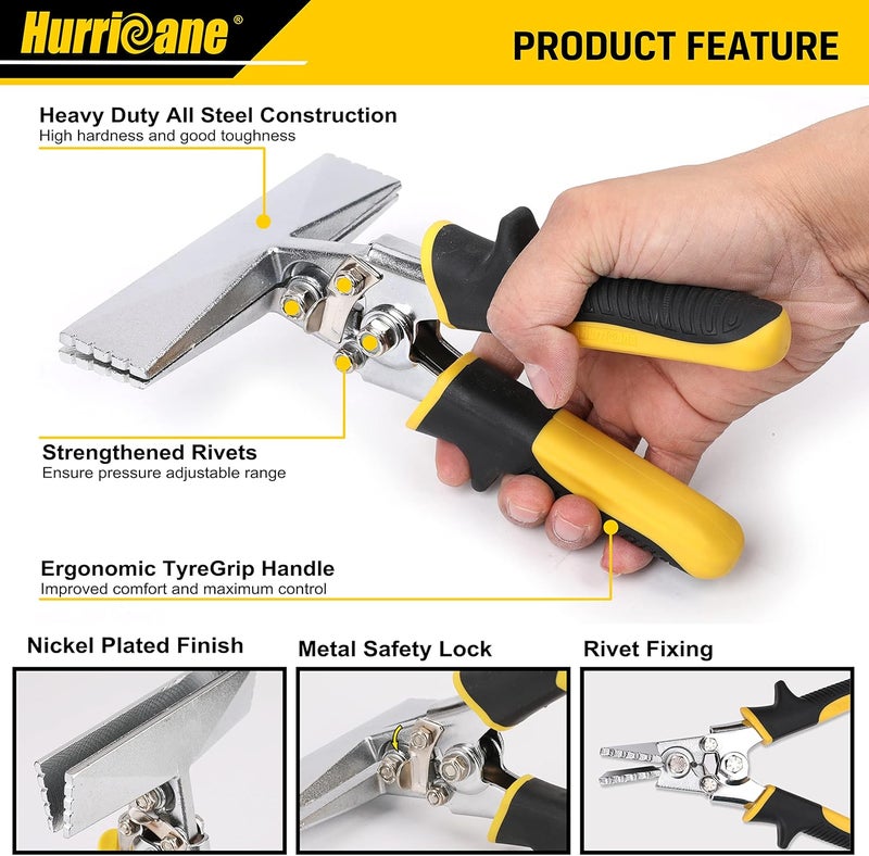 Hurricane Sheet Metal Hand Seamer, 6 Inch Straight Jaw Bender Tools for Flattening Metal, Bending Pliers with Ergonomic TyreGrip Handle - Image 2