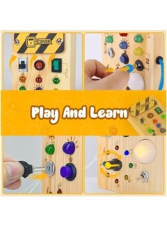 bbet Baby Busy Board Montessori Wooden Busy Board for Toddlers with 8 LED Light Switches Sensory Toys with Lights Baby Travel Toys Gift for 1 + Year Old Baby Toddler Educational Learning Activities  - Image 2
