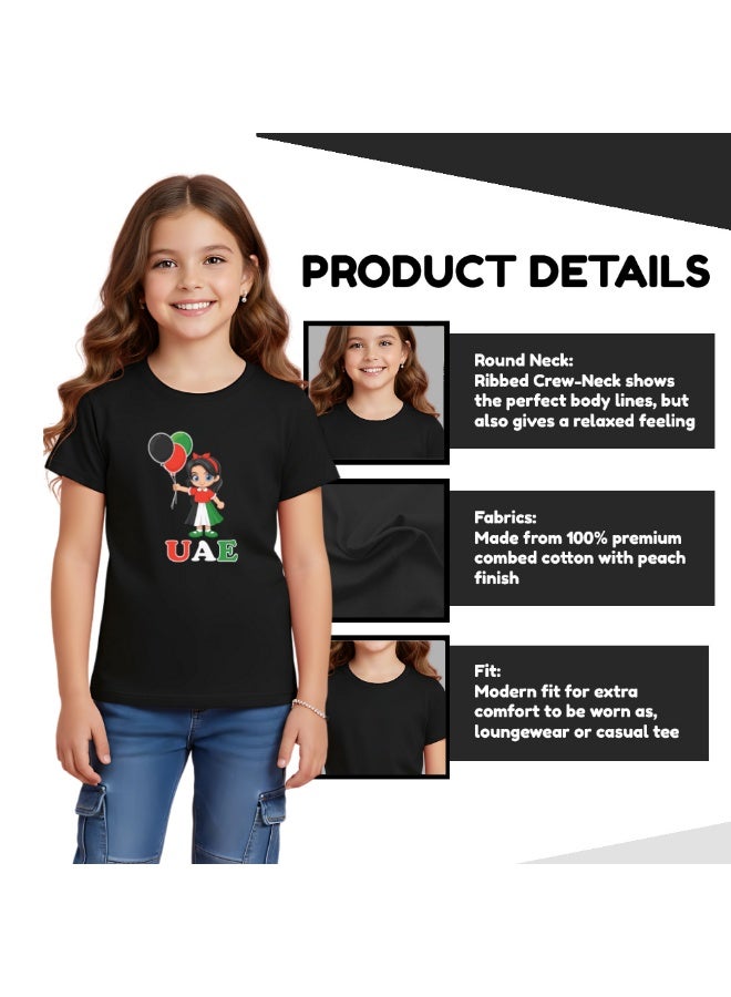 UAE Celebration T-Shirt For Girls-UAE Design Short Sleeve Tee For Celebrations Day,School Events,Holidays–Kids Comfortable And Stylish T-Shirt - Image 4