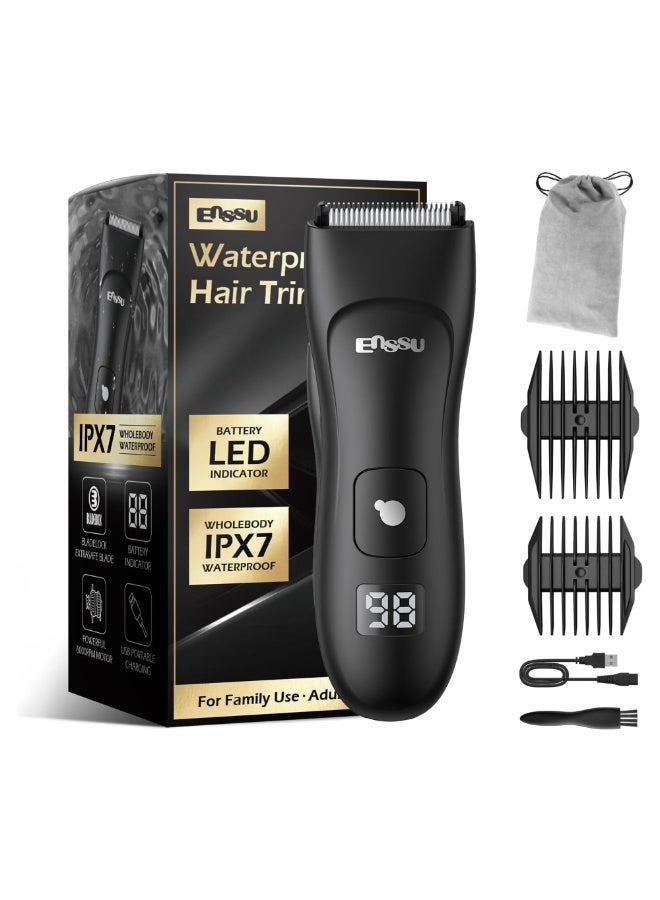 ENSSU Body Hair Trimmer for Men, Manscape Groin & Ball Trimmer, Waterproof Electric Beard & Body Shaver with Skin-Safe Ceramic Blade, Digital Display, 60-Min Run Time, Adjustable Lengths - Image 1