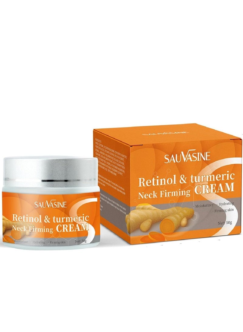 SAUVASINE Turmeric Neck Firming Cream, All-Natural Skin Brightening & Tightening Lotion for Face and Neck – Lifts Loose, Sagging Skin and Reduces Fine Lines for a Firm, Youthful Appearance 50g - Image 1
