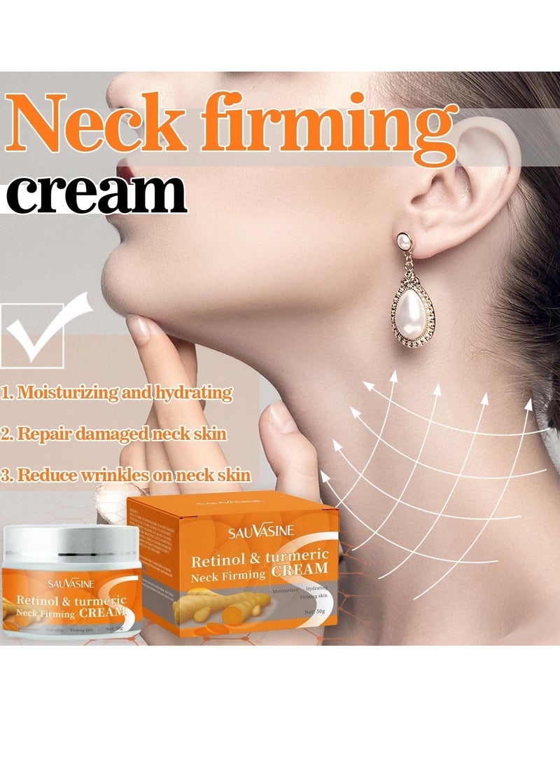 SAUVASINE Turmeric Neck Firming Cream, All-Natural Skin Brightening & Tightening Lotion for Face and Neck – Lifts Loose, Sagging Skin and Reduces Fine Lines for a Firm, Youthful Appearance 50g - Image 2