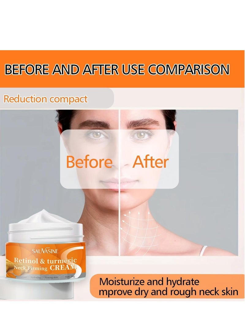 SAUVASINE Turmeric Neck Firming Cream, All-Natural Skin Brightening & Tightening Lotion for Face and Neck – Lifts Loose, Sagging Skin and Reduces Fine Lines for a Firm, Youthful Appearance 50g - Image 3