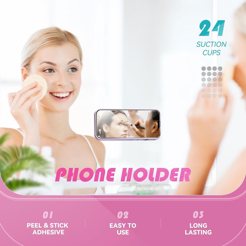Langthering 8pcs Silicone Phone Sticky Grip, Suction Phone Case Mount for iPhone and Android, Hands-Free Sticky Cell Phone Grip, Mobile Fidget Mirror Holder for Selfies and Videos (Pink) - Image 5