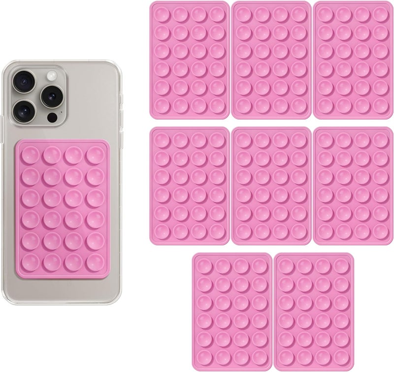 Langthering 8pcs Silicone Phone Sticky Grip, Suction Phone Case Mount for iPhone and Android, Hands-Free Sticky Cell Phone Grip, Mobile Fidget Mirror Holder for Selfies and Videos (Pink) - Image 1