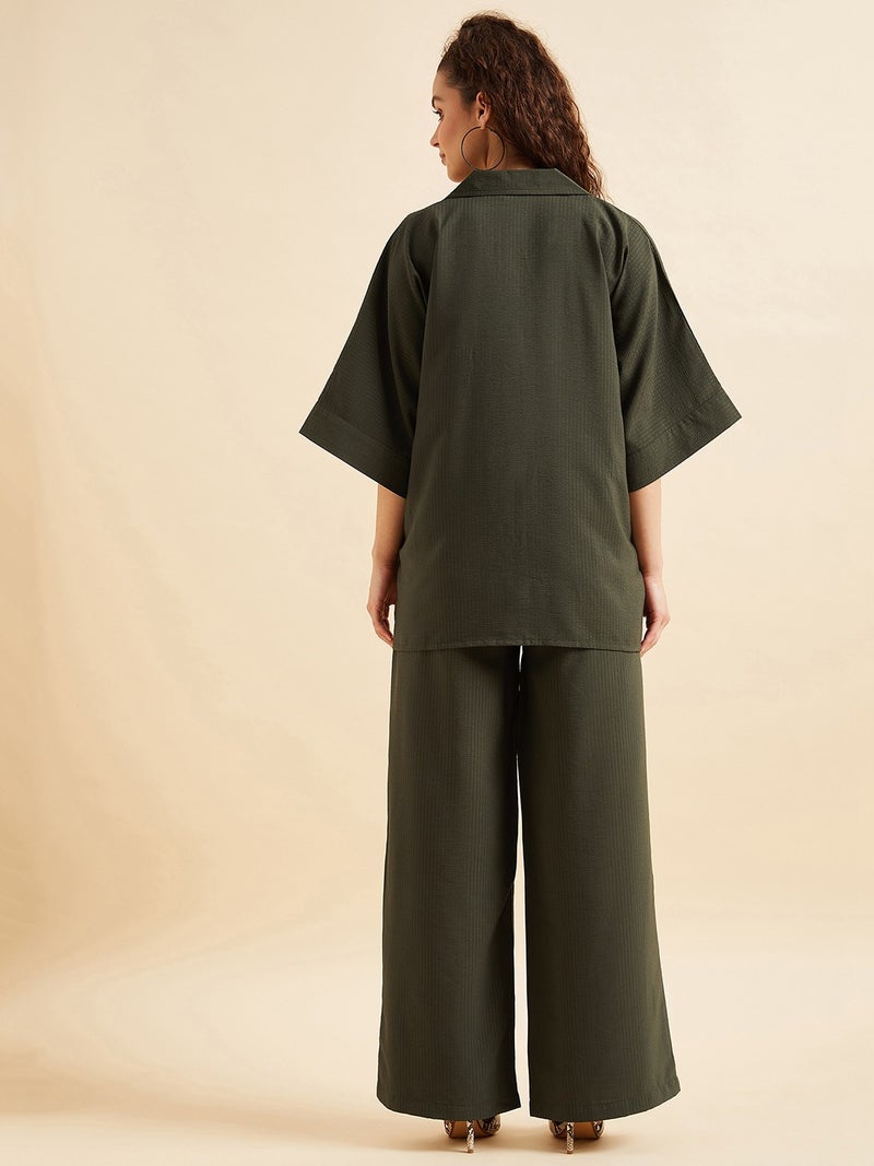 PANIT Seersucker Oversized Loose Fit Shirt with Trouser - Image 1