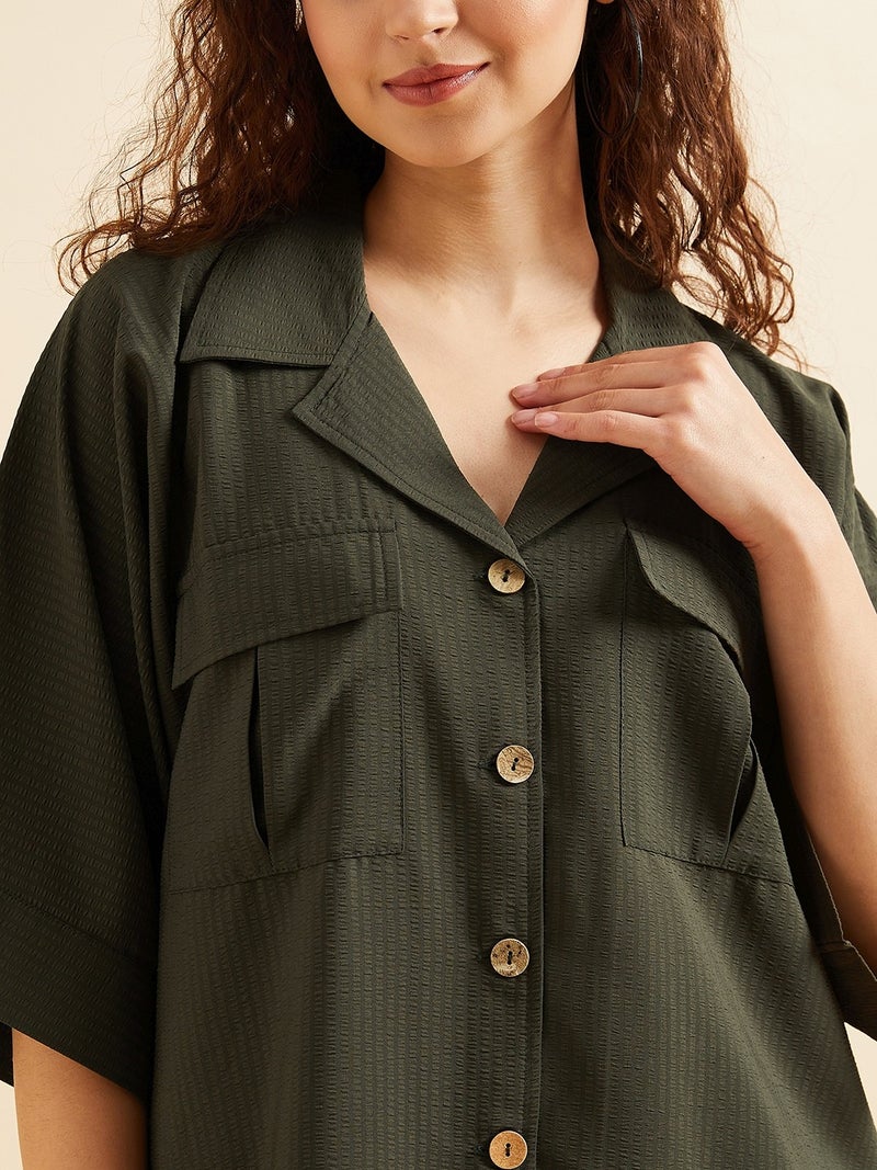 PANIT Seersucker Oversized Loose Fit Shirt with Trouser - Image 3