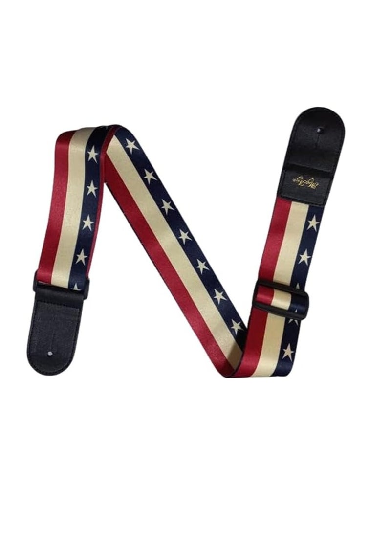 حزام جيتار، حزام قطن قابل للتعديل للجيتار الصوتي، الكهربائي، والبيس، مع حزام كتف للإفراج لراحة اللعب