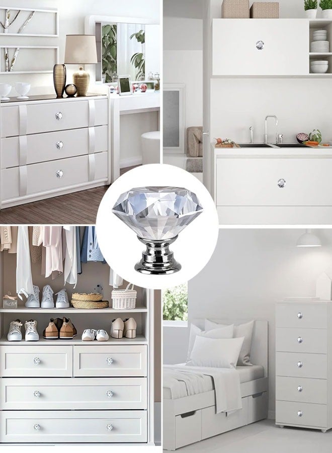12 Pack Drawer Knobs Diamond Shaped Crystal Glass 30mm Cabinet Knobs Pull Handles, Kitchen Cabinet Knobs for Dresser Drawers - Image 5