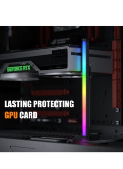 Generic Adjustable GPU Support Bracket for Graphics Card, Anti-Sag Holder with SATA Holster, Includes Flexible Silicone Rainbow Light Strip and Side Neon Lighting.  - Image 5