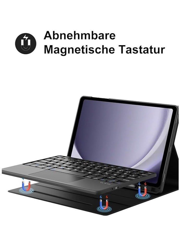 erorex Touchpad Keyboard Samsung Galaxy Tab A9+/A9 Plus Keyboard Case, QWERTZ Keyboard, Protective Case with Keyboard, Black, Arabic and English - Image 5