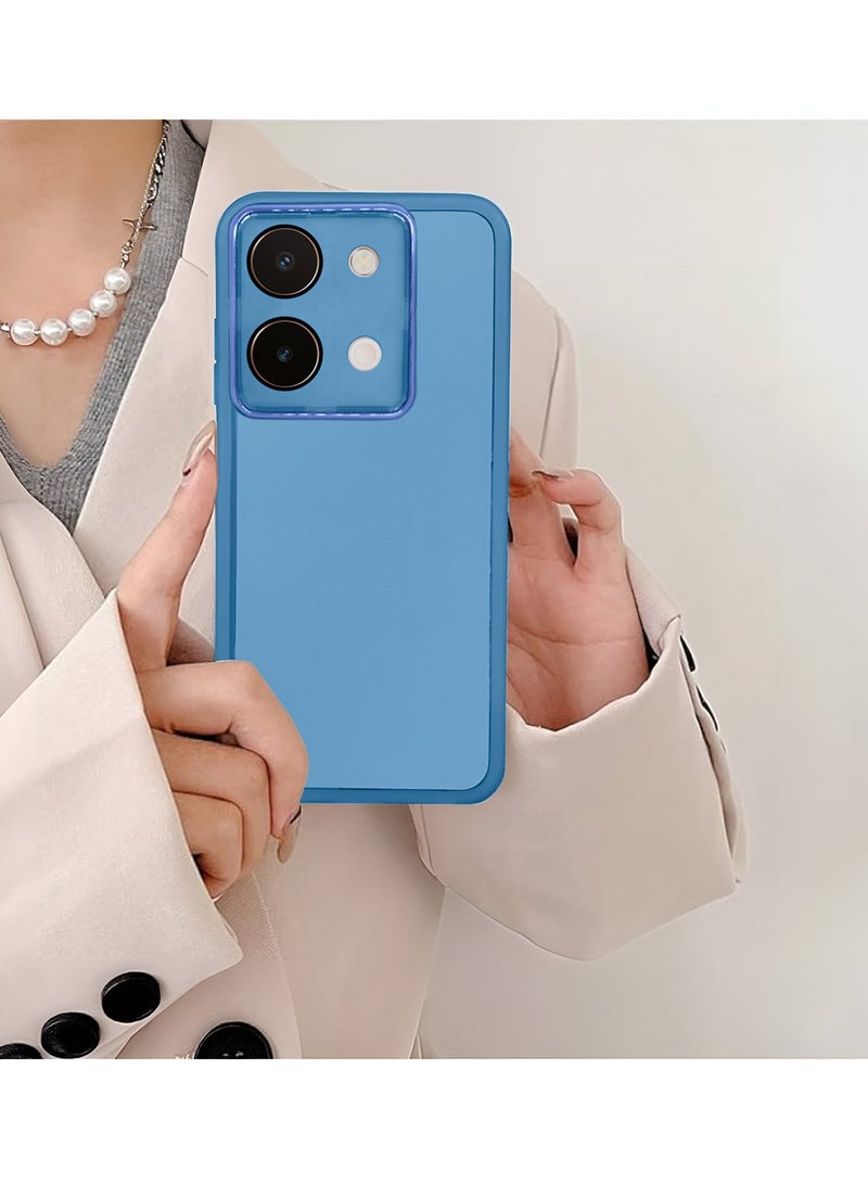 Wtech vivo Y28 4G 2024 Soft Transparent TPU Silicone Ultra Thin Phone Stylish Electroplated Camera Border Back Case Cover - Blue - Image 4