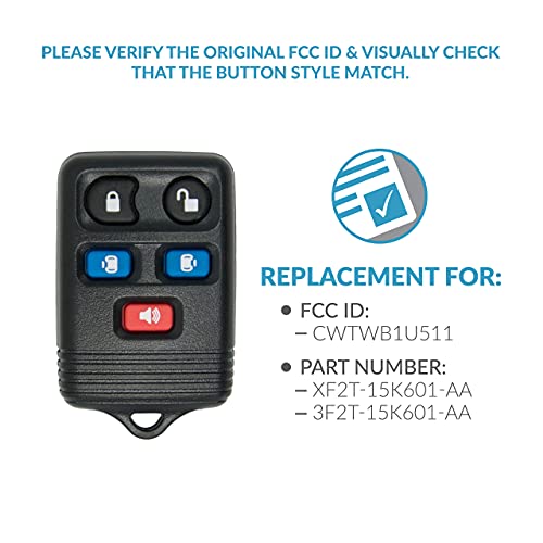 Keyless2Go Replacement for New Keyless Entry Remote Car Key Fob for Select Freestar Windstar Monterey Blackwood Vehicles That Use CWTWB1U511 (2 Pack) - Image 4