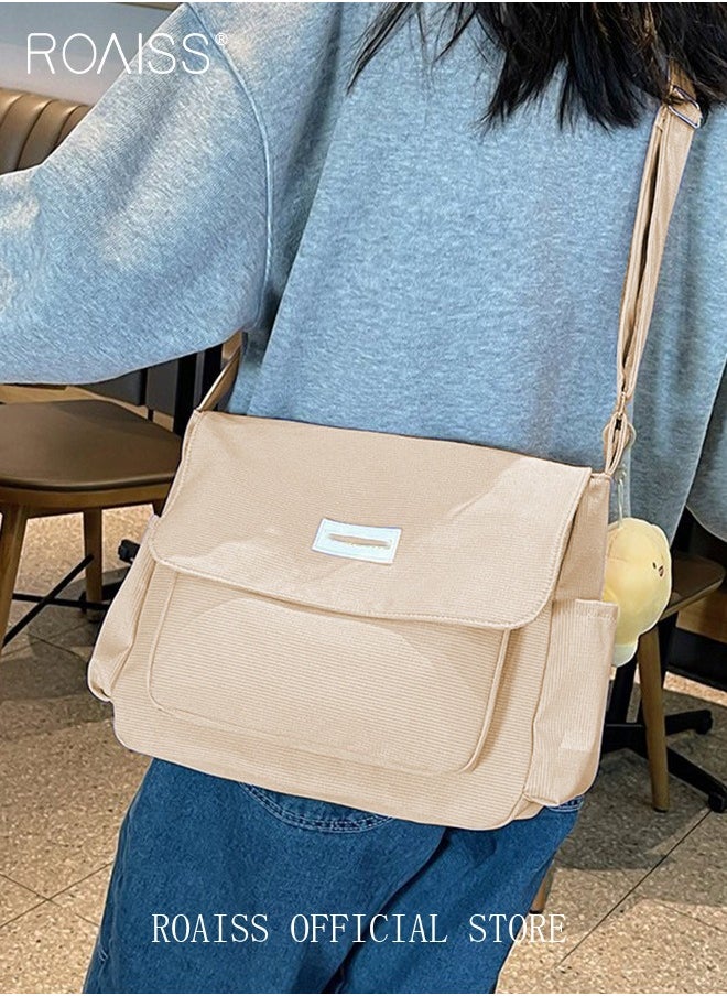 roaiss - Women Large Capacity Single Shoulder Crossbody Bag Versatile Student Bag Simple Solid Color Canvas Dumpling Bag - Image 1