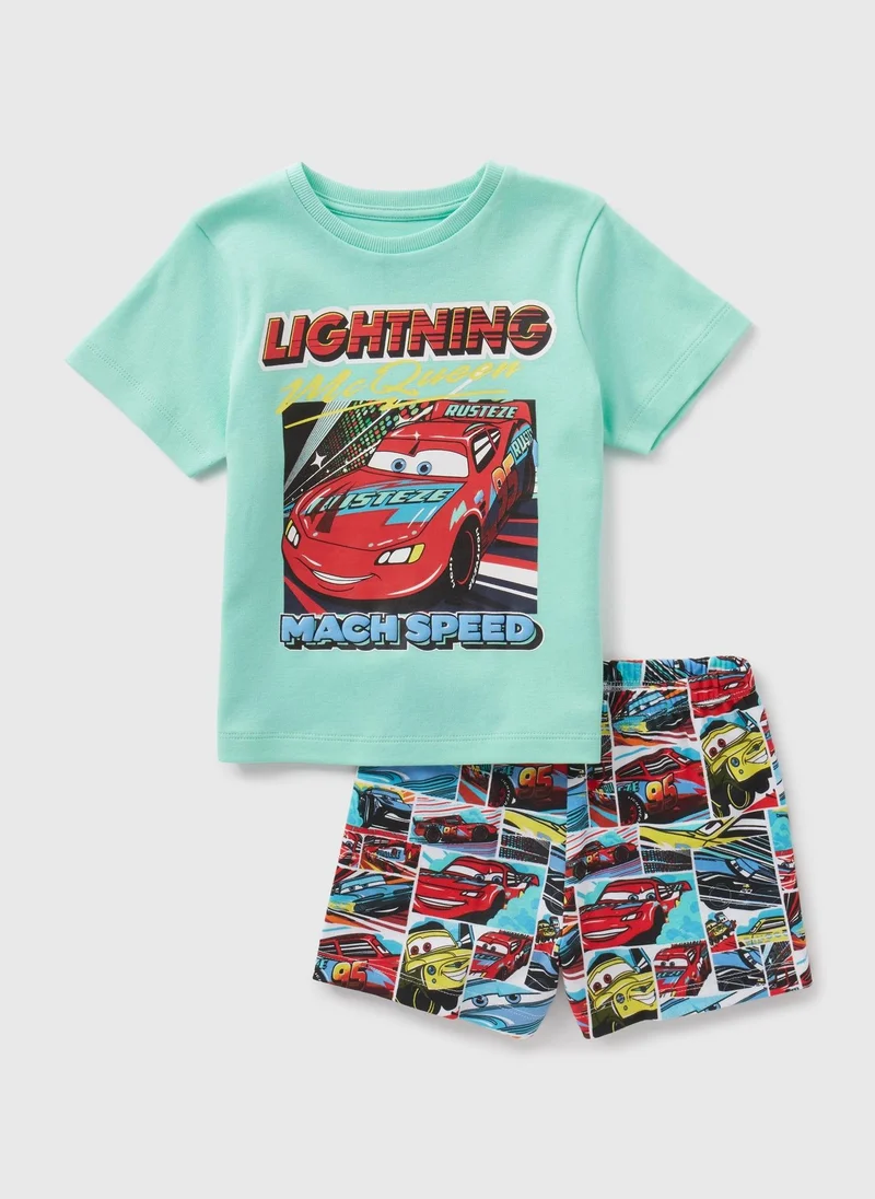Matalan Disney Kids Green Cars Pyjama Top & Shorts Set
