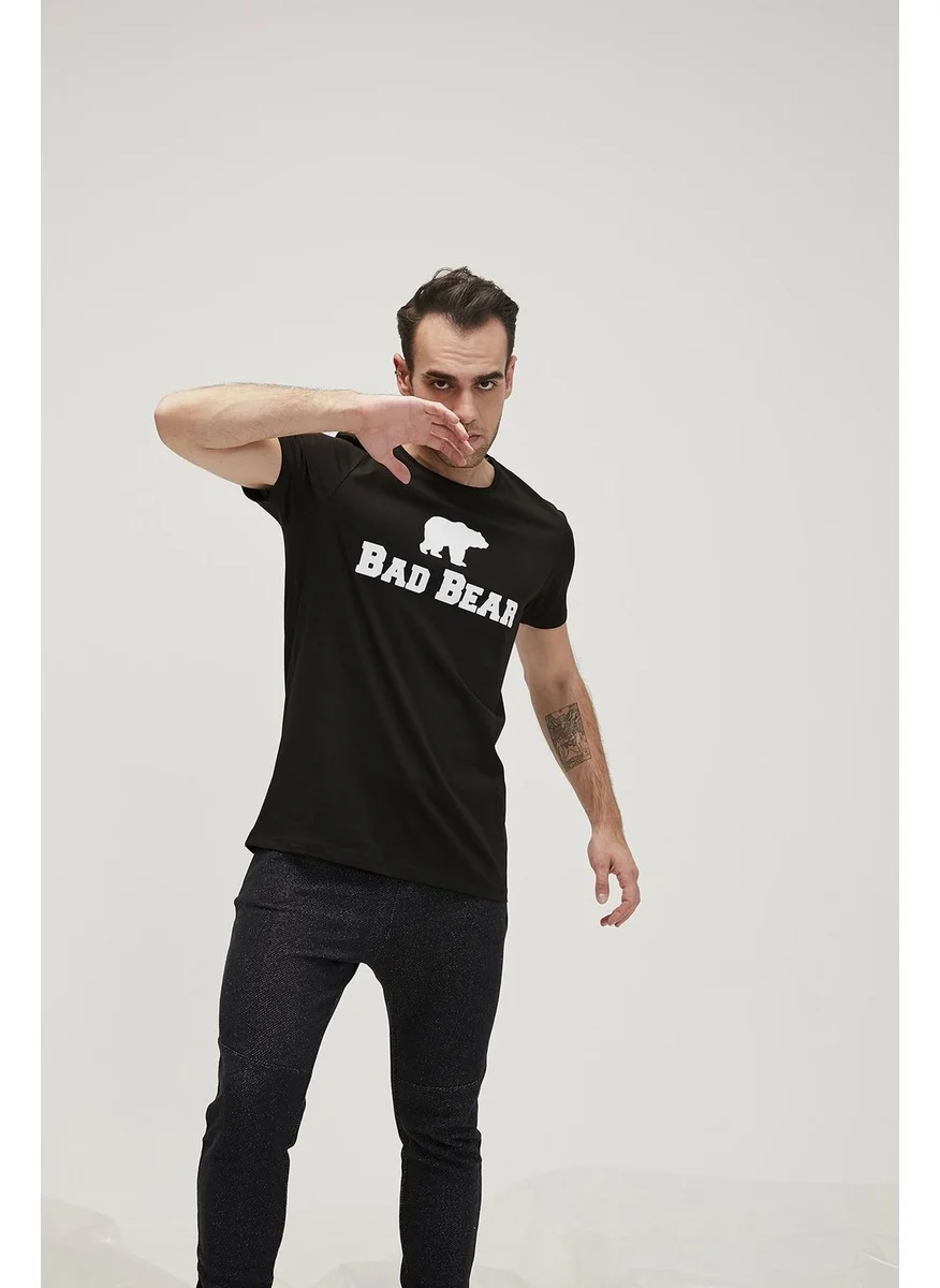 باد بير Men's Black Crew Neck T-Shirt