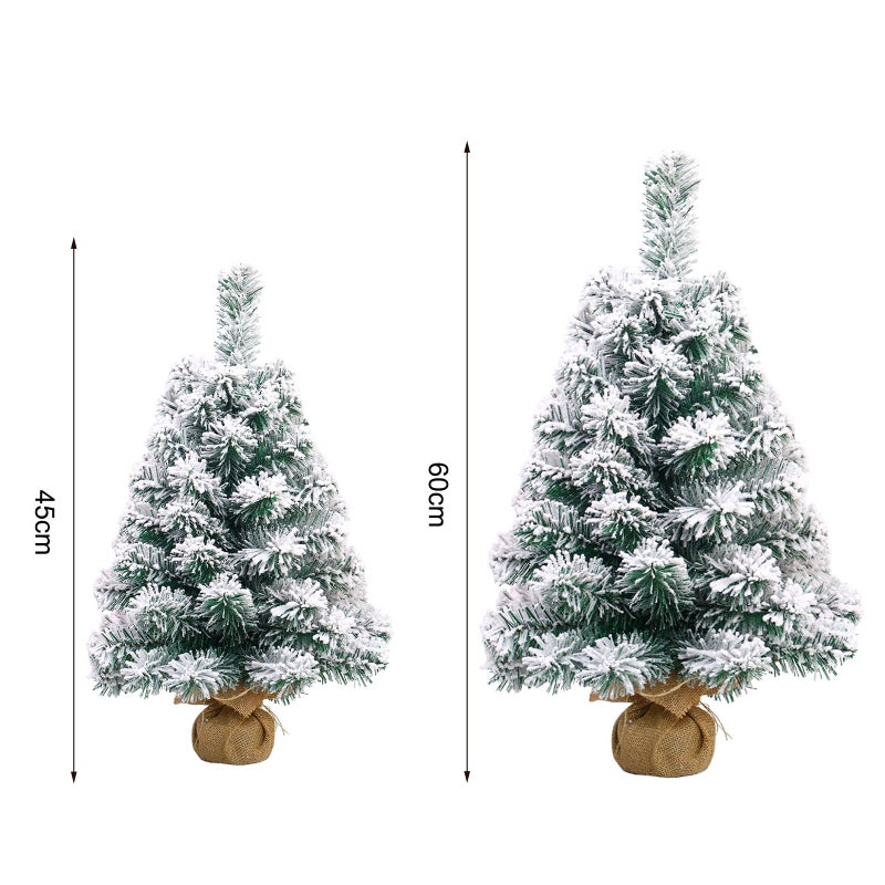 24 Inches Mini Christmas Trees Artificial Flocking Snow Tabletop Christmas Tree Ornaments for Dining Table Desk Home Holiday Decorations - Image 4