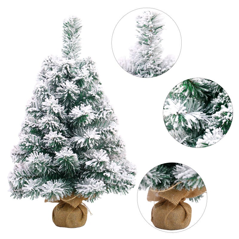 24 Inches Mini Christmas Trees Artificial Flocking Snow Tabletop Christmas Tree Ornaments for Dining Table Desk Home Holiday Decorations - Image 3