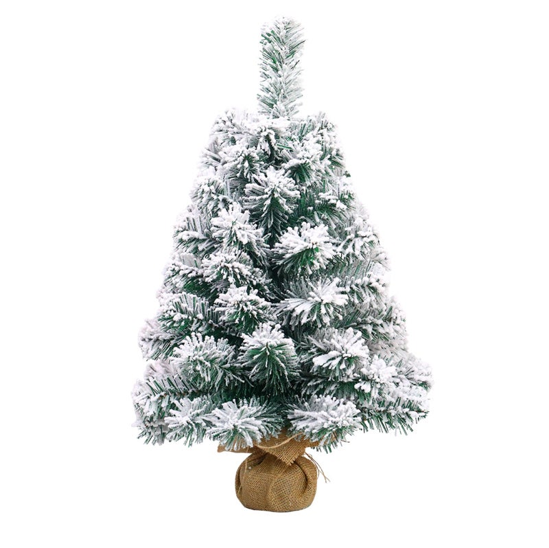 24 Inches Mini Christmas Trees Artificial Flocking Snow Tabletop Christmas Tree Ornaments for Dining Table Desk Home Holiday Decorations - Image 1