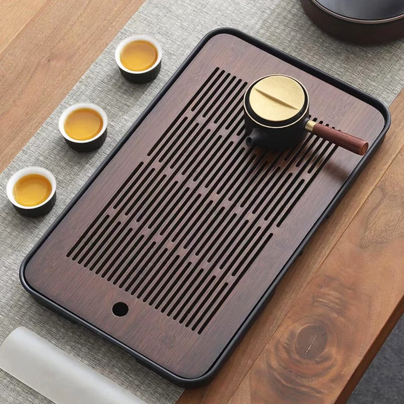 SHTWX 17 Inch Large Bamboo Chinese Gongfu Tea Tray Table Box with Water Storage for Kungfu Kung fu Tea Set - Image 1