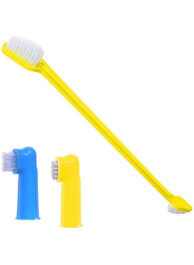 3 Pcs Pet Dental Manual Toothbrush Kit | Extra-Long Double Ended And A Pair Of Finger Brush | Gentle Cleaning | Soft Bristles | Toothbrush For Adult Dogs & Cats (Multicolored) - Image 4