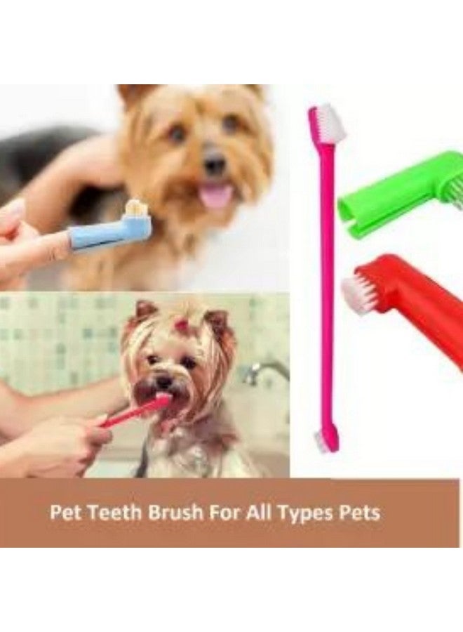 3 Pcs Pet Dental Manual Toothbrush Kit | Extra-Long Double Ended And A Pair Of Finger Brush | Gentle Cleaning | Soft Bristles | Toothbrush For Adult Dogs & Cats (Multicolored) - Image 5