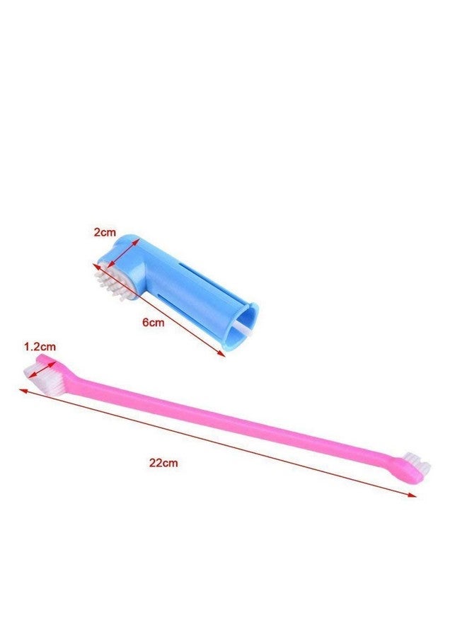 3 Pcs Pet Dental Manual Toothbrush Kit | Extra-Long Double Ended And A Pair Of Finger Brush | Gentle Cleaning | Soft Bristles | Toothbrush For Adult Dogs & Cats (Multicolored) - Image 2