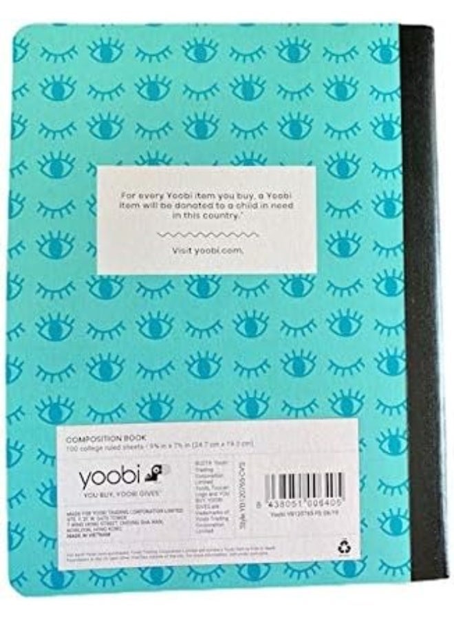 يوبي Yoobi Composition Book, College Ruled - Aqua Eyes Closed - Image 2