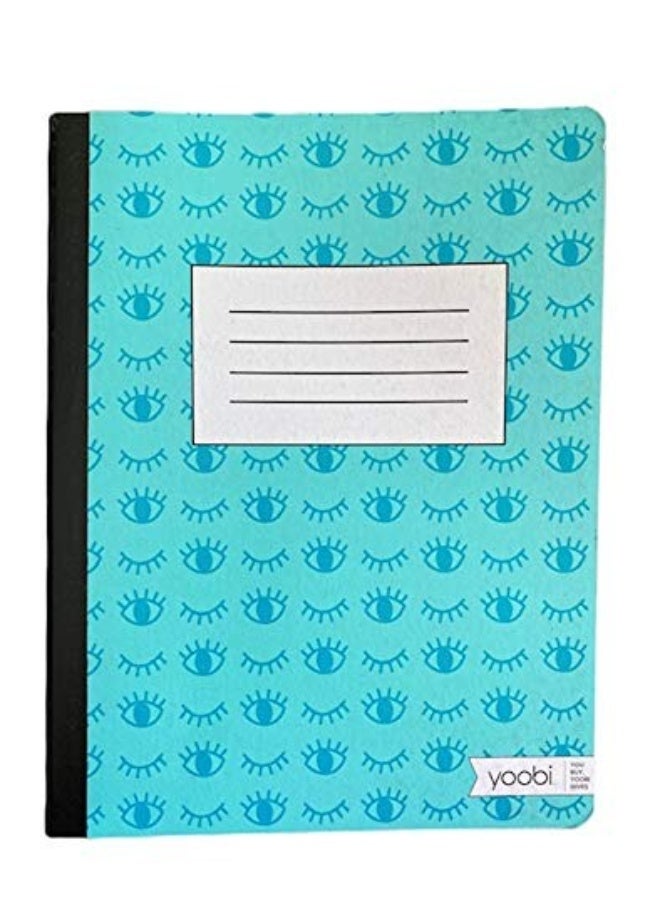 يوبي Yoobi Composition Book, College Ruled - Aqua Eyes Closed - Image 1