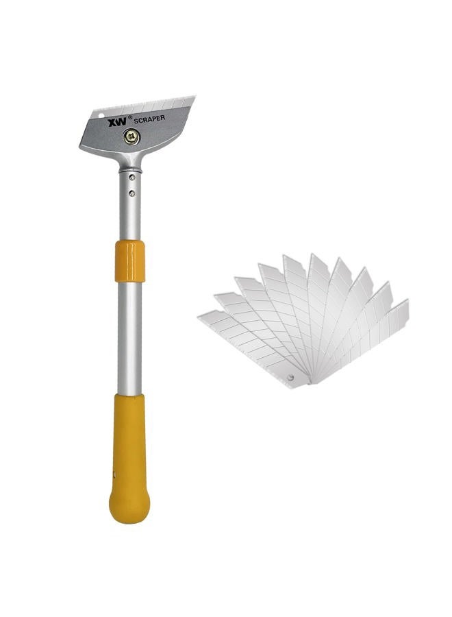 XW Razor Blade Scraper with Adjustable Handle, 23" Long Handle Heavy Duty Floor Scraper, Extra 10 PCS Blades Included - Image 1