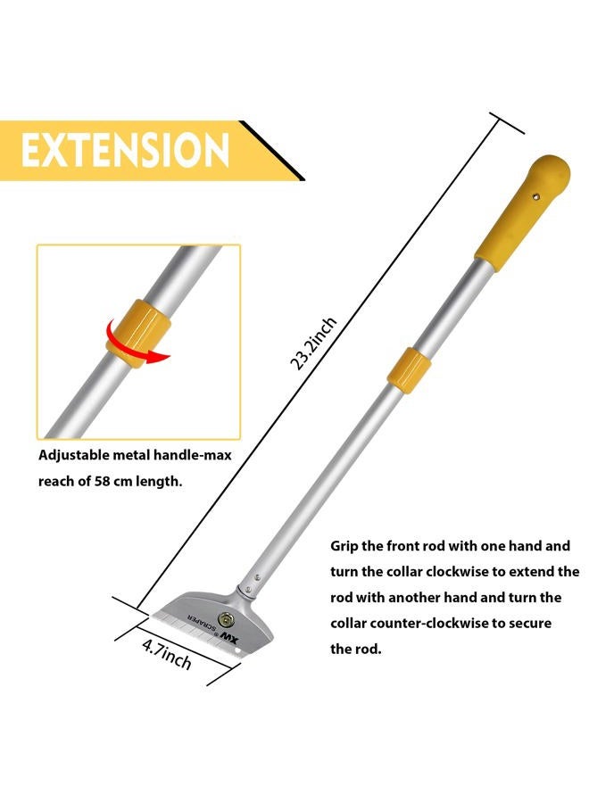 XW Razor Blade Scraper with Adjustable Handle, 23" Long Handle Heavy Duty Floor Scraper, Extra 10 PCS Blades Included - Image 3