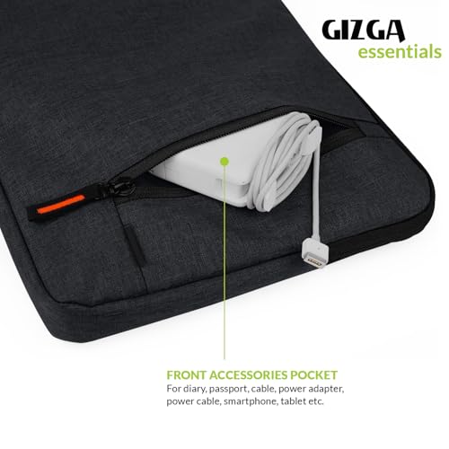 Gizga Essentials 15.6 Inch Laptop Sleeve Case Cover Pouch Bag with Front Pocket| Slim & Water-Resistant Nylon Fabric with Shockproof Foam Padding, Soft Lining & Premium Zipper Closure (Black) - Image 3