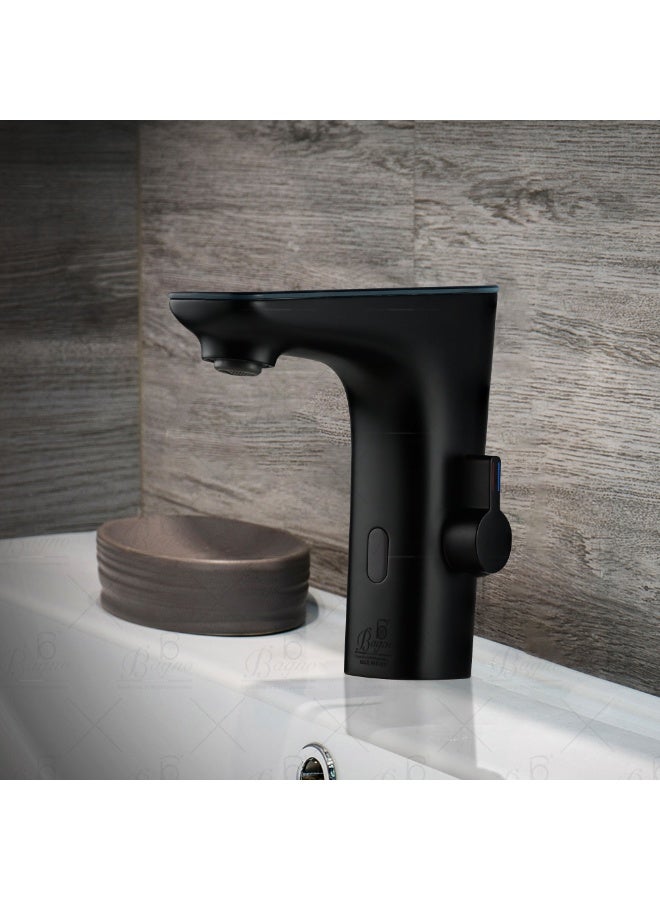 B Bagno Infrared Sensor Basin Mixer - Automatic Hands-Free Smart Faucet (Solid Brass, AC/DC Dual Power) Matte Black - Image 5
