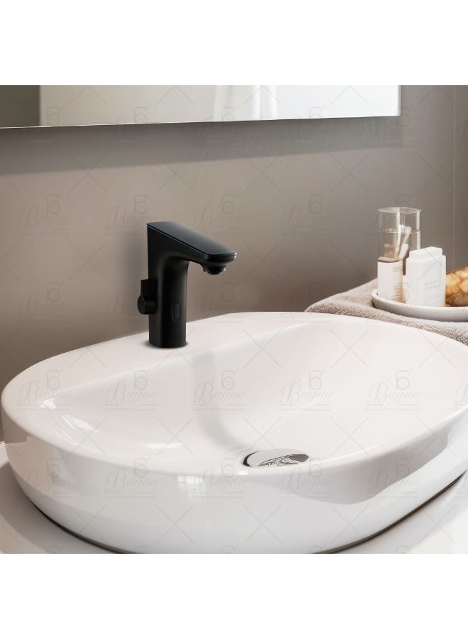 B Bagno Infrared Sensor Basin Mixer - Automatic Hands-Free Smart Faucet (Solid Brass, AC/DC Dual Power) Matte Black - Image 3