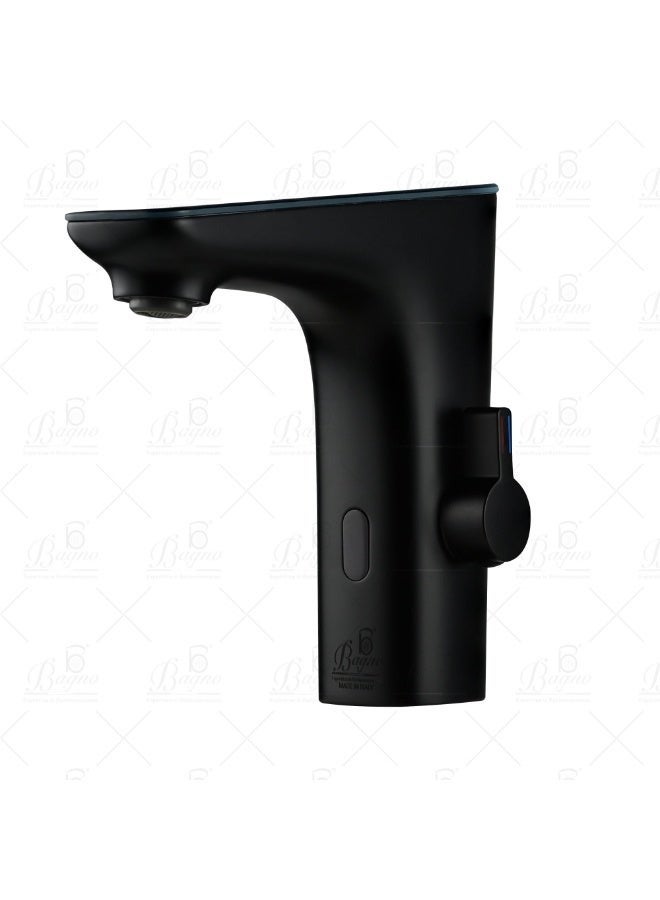 B Bagno Infrared Sensor Basin Mixer - Automatic Hands-Free Smart Faucet (Solid Brass, AC/DC Dual Power) Matte Black - Image 1