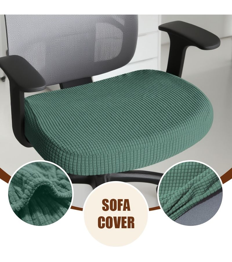 White Thickened Office Chair Covers Anti Slip Seat Cushion Corn Velvet - Image 1