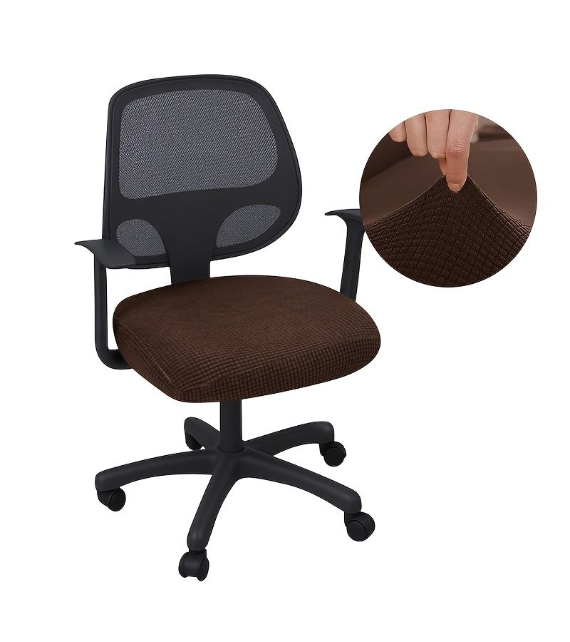 White Thickened Office Chair Covers Anti Slip Seat Cushion Corn Velvet - Image 5