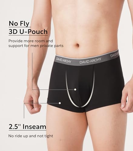 DAVID ARCHY دايفيد آرتشي شورتات داخلية للرجال ناعمة وقابلة للتنفس مصنوعة من الرايون من الخيزران بدون فتحة 4 قطع XL 2.5 بوصة - Image 3