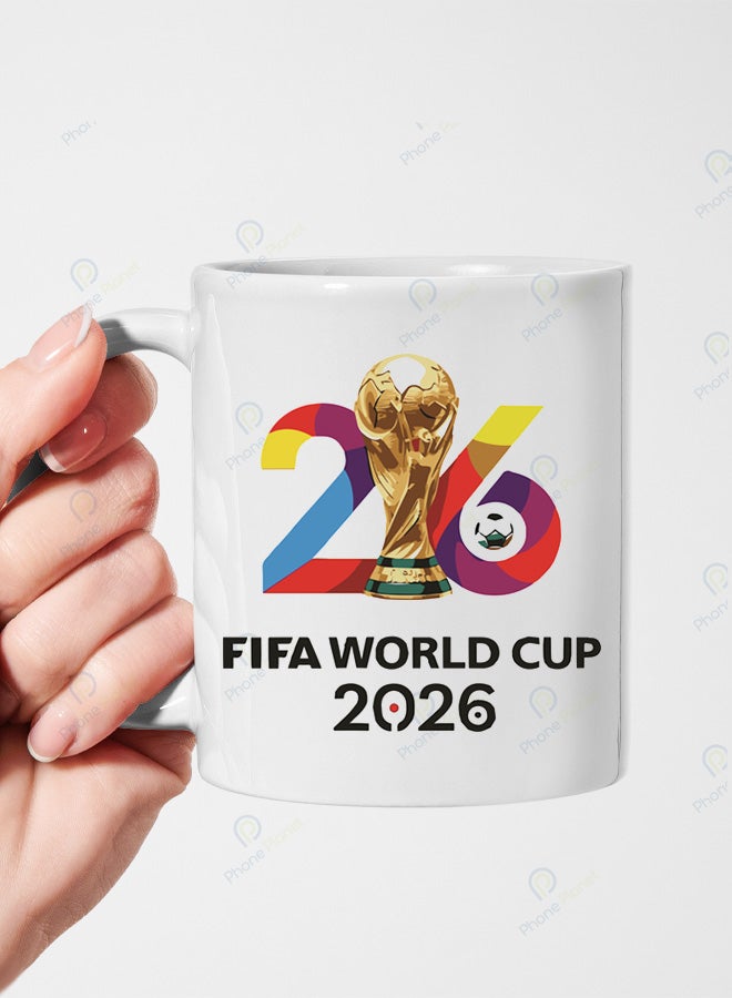 A ceramic mug  decorated with a 2026 World Cup print