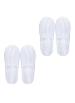 Yuwell SPA Slippers 2 Pair Disposable Bathroom Slippers Thick Soft Cotton Velvet Hotel Slippers For Home And Travel Unisex Slipper Men And Women Slippers Universal Size UK 10-11 EU 44-45 Fit White  - Image 1