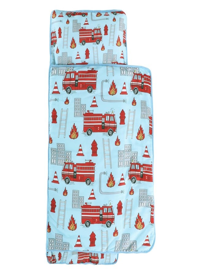 softan Toddler Nap Mat with Pillow and Blanket, Extra Large Rolled Napping Mats,Slumber Bags for Boys Girls,Easy to Roll up,Kids Sleeping Bag for Daycare, Preschool Travel Camping,Fire Truck - Image 1