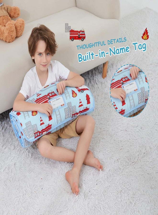 softan Toddler Nap Mat with Pillow and Blanket, Extra Large Rolled Napping Mats,Slumber Bags for Boys Girls,Easy to Roll up,Kids Sleeping Bag for Daycare, Preschool Travel Camping,Fire Truck - Image 4