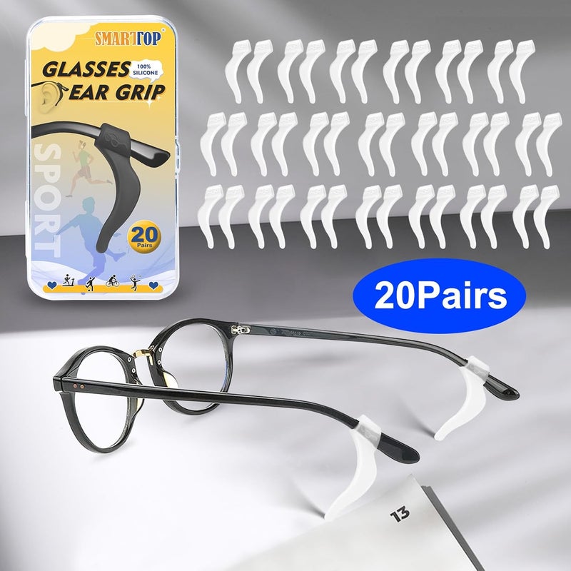 SMARTTOP Eyeglass Ear Grips -20 Pairs eye glasses ear grippers Anti-slip Holder, Silicone Ear Hook, eyeglasses ear grip Sleeve Retainer for Sports Glasses, Sunglasses Reading Glasses - Image 5
